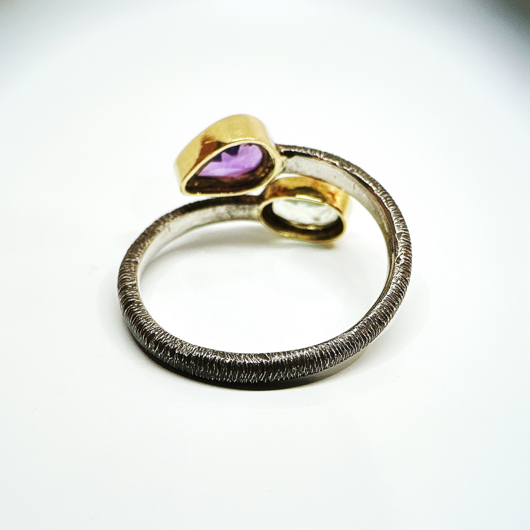 Anillo de Aguamarina con Amatista