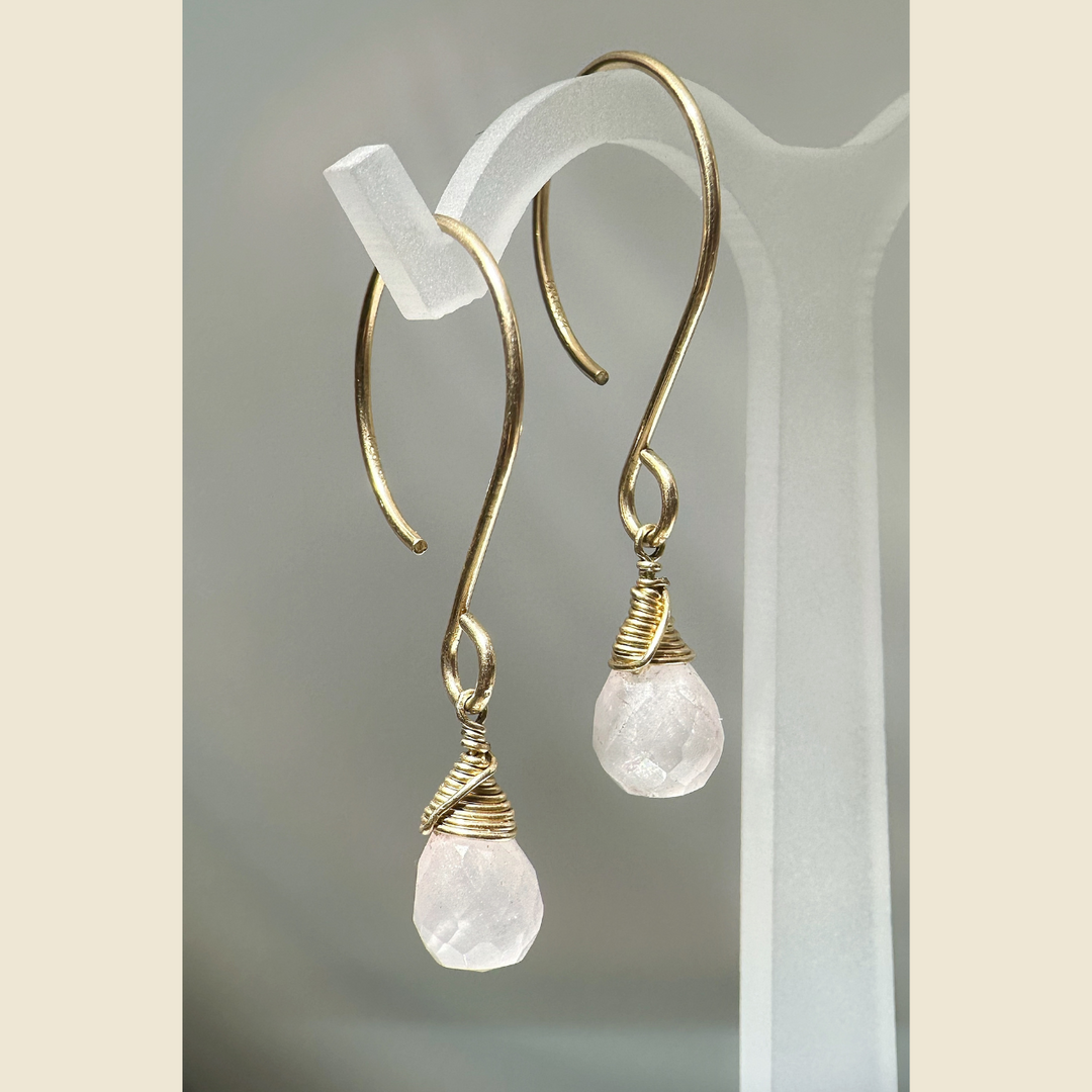 Aretes de Cuarzo Rosa