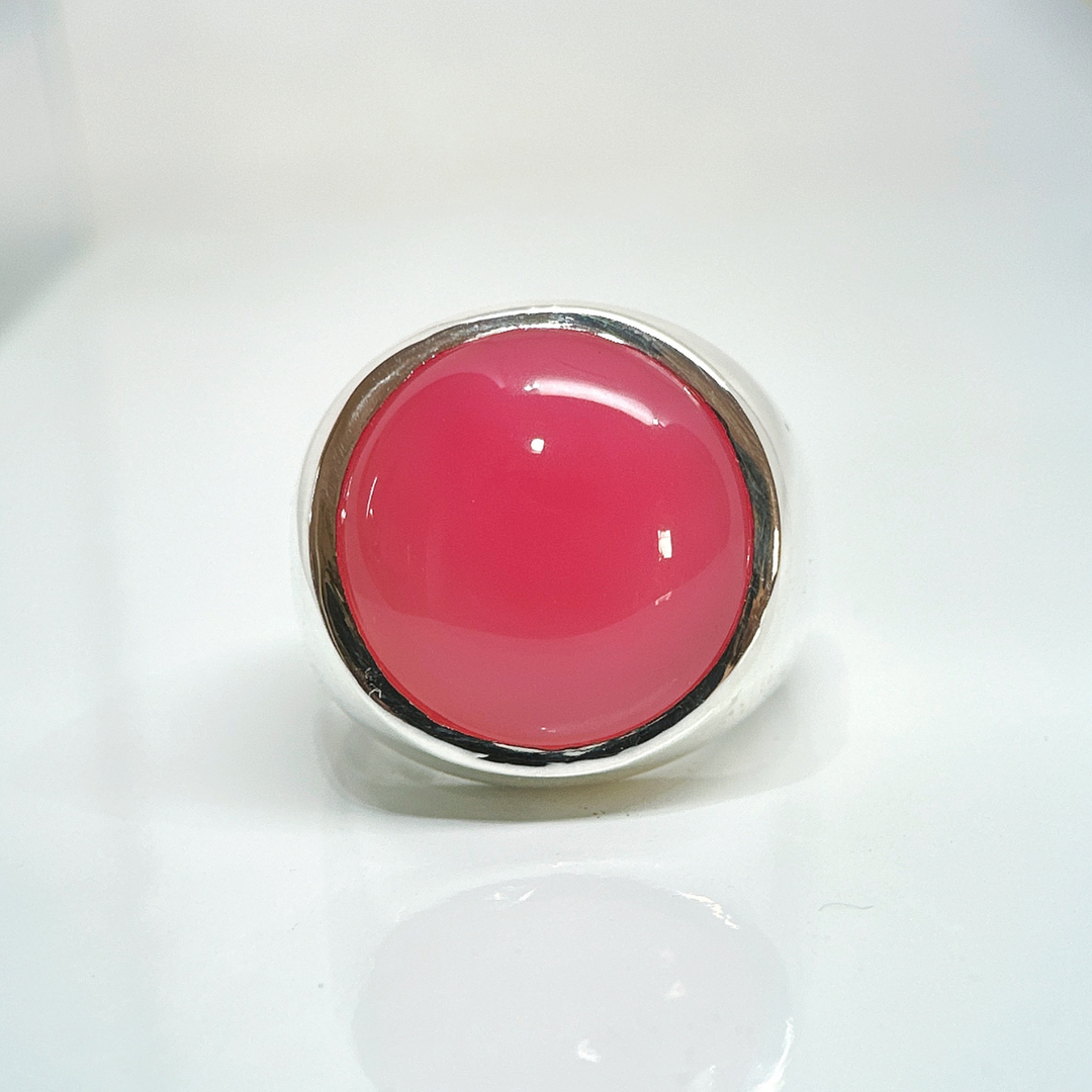 Anillo de Ágata Fucsia en Plata