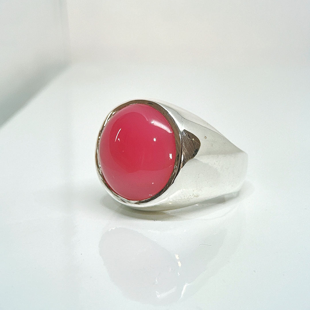 Anillo de Ágata Fucsia en Plata