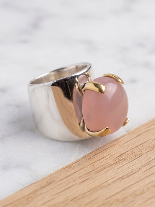 Anillo de Calcedonia Rosa