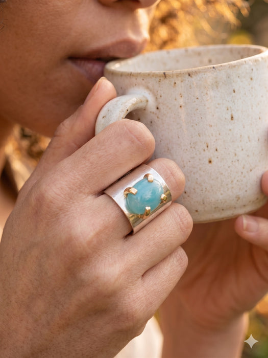 Anillo Calcedonia Azul