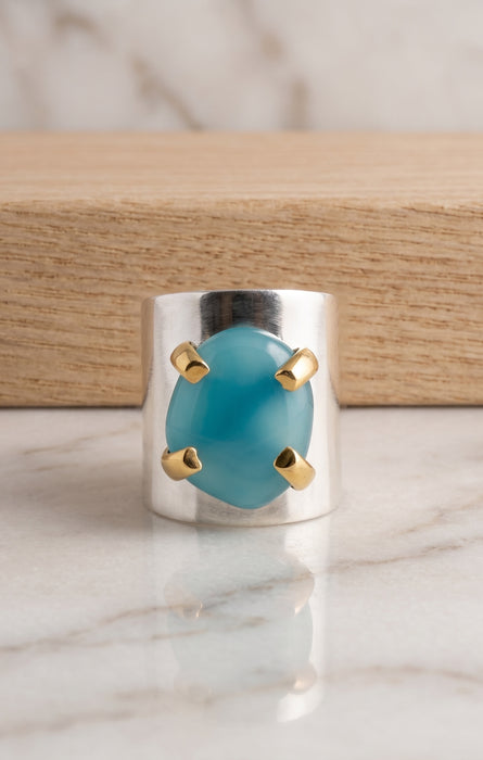 Anillo Calcedonia Azul