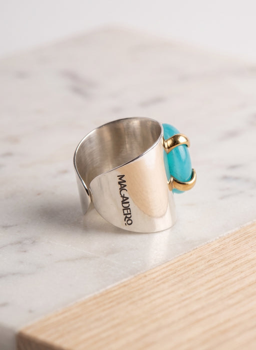 Anillo Calcedonia Azul