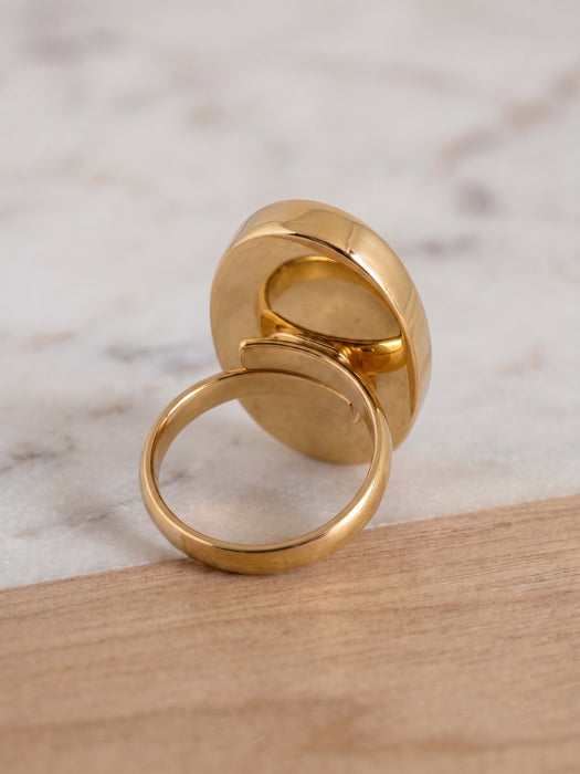 Anillo Lapislázuli en Tumbaga con Baño en Oro de 18k