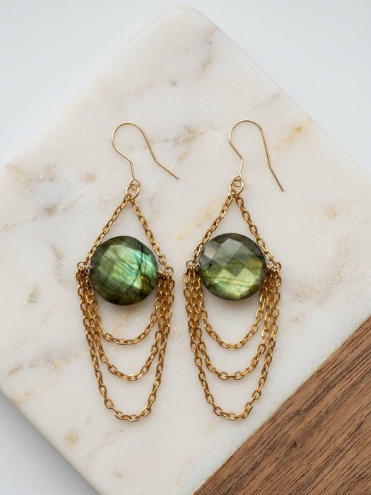 Aretes de Labradorita con cadenas