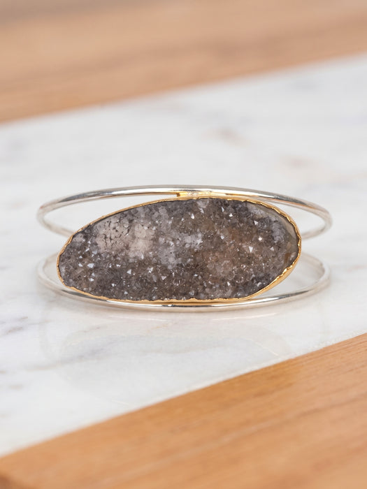 Brazalete de Druza de Cuarzo Gris