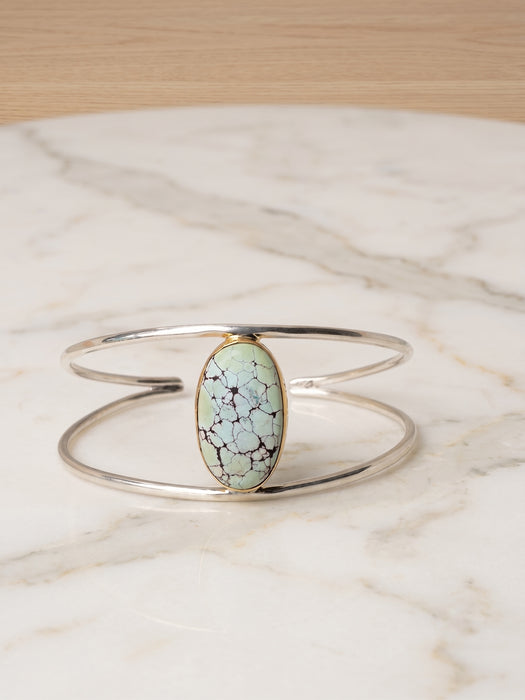 Brazalete de Turquesa en Plata y Tumbaga con Baño en Oro de 18k