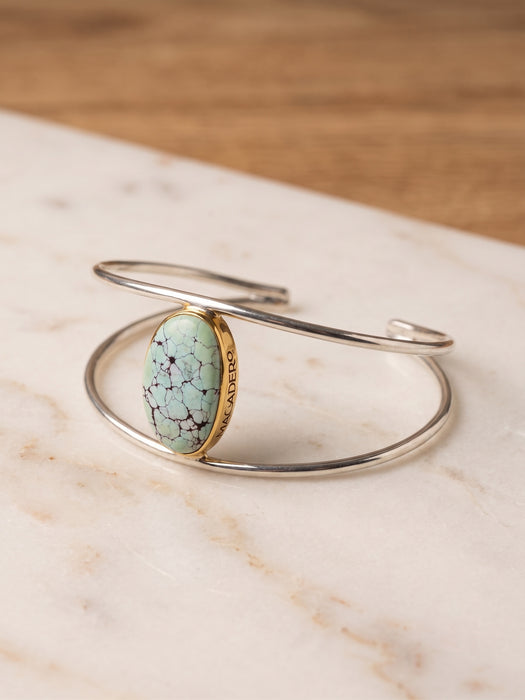 Brazalete de Turquesa en Plata y Tumbaga con Baño en Oro de 18k