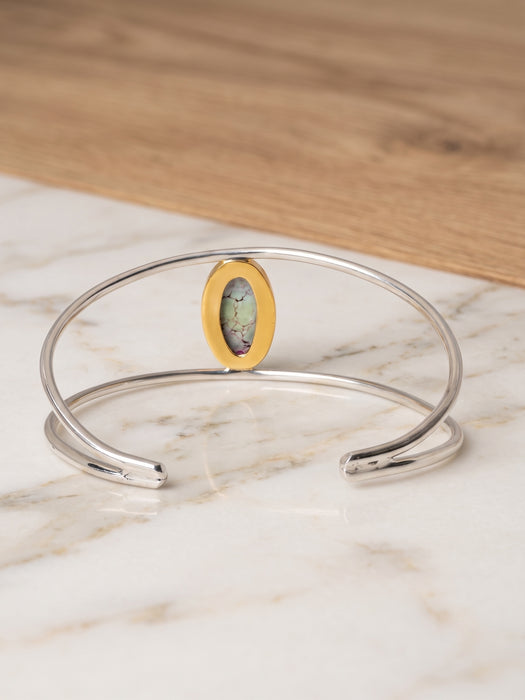 Brazalete de Turquesa en Plata y Tumbaga con Baño en Oro de 18k
