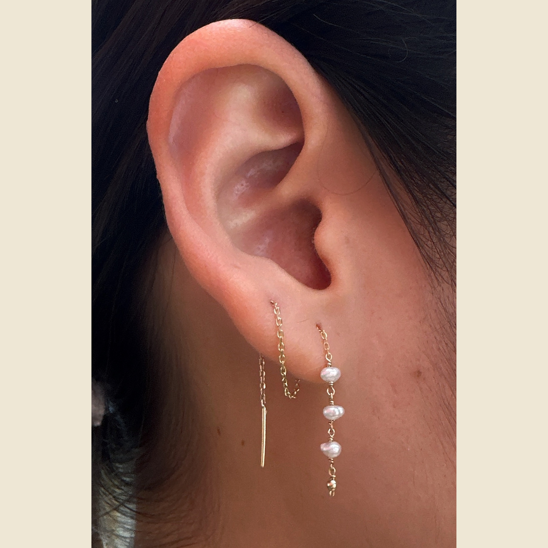 Aretes de Perlas en Oro de 14K