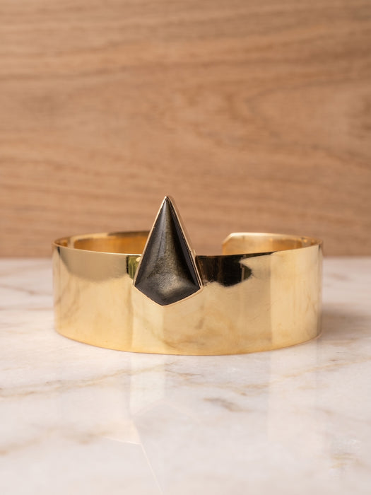 Brazalete de Obsidiana Dorada enTumbaga con Baño en Oro de 18k